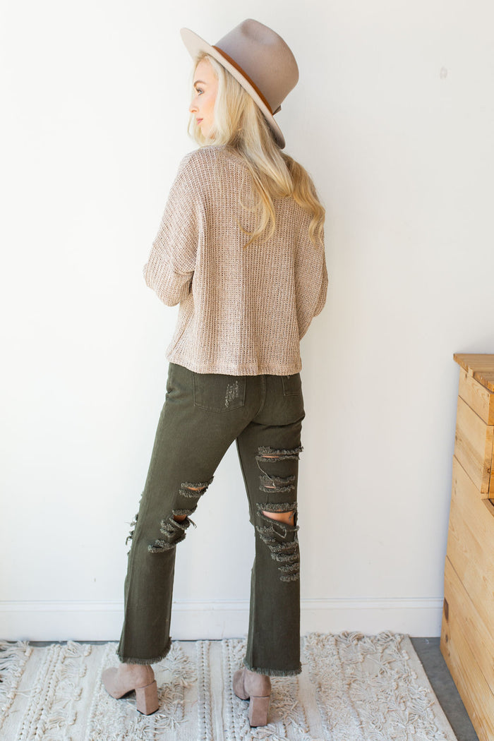 mode, distress woven jeans