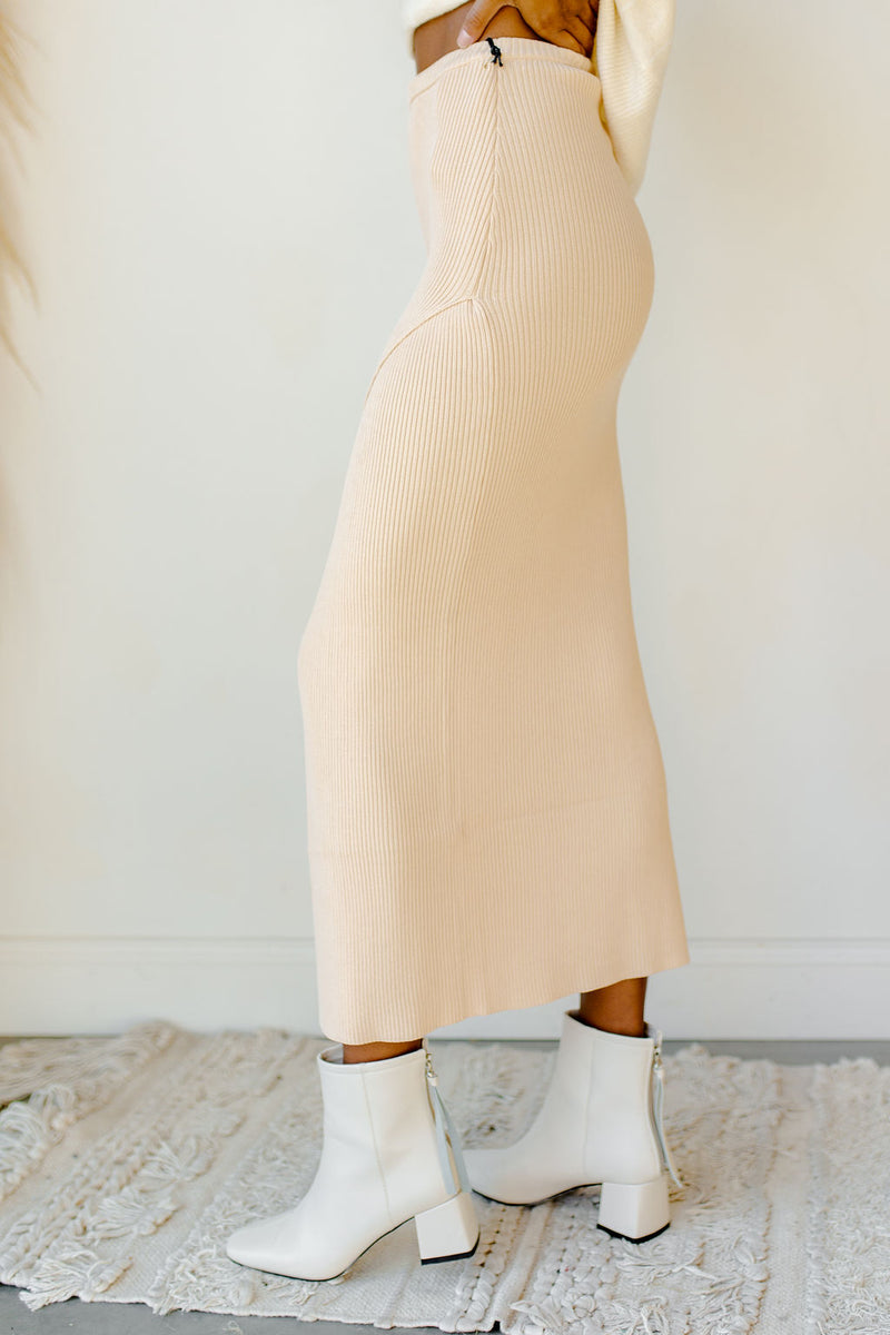 mode, mona knit maxi skirt