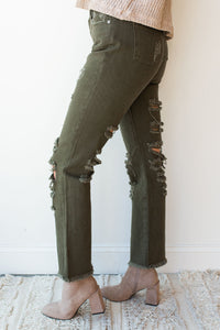 mode, distress woven jeans