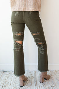 mode, distress woven jeans
