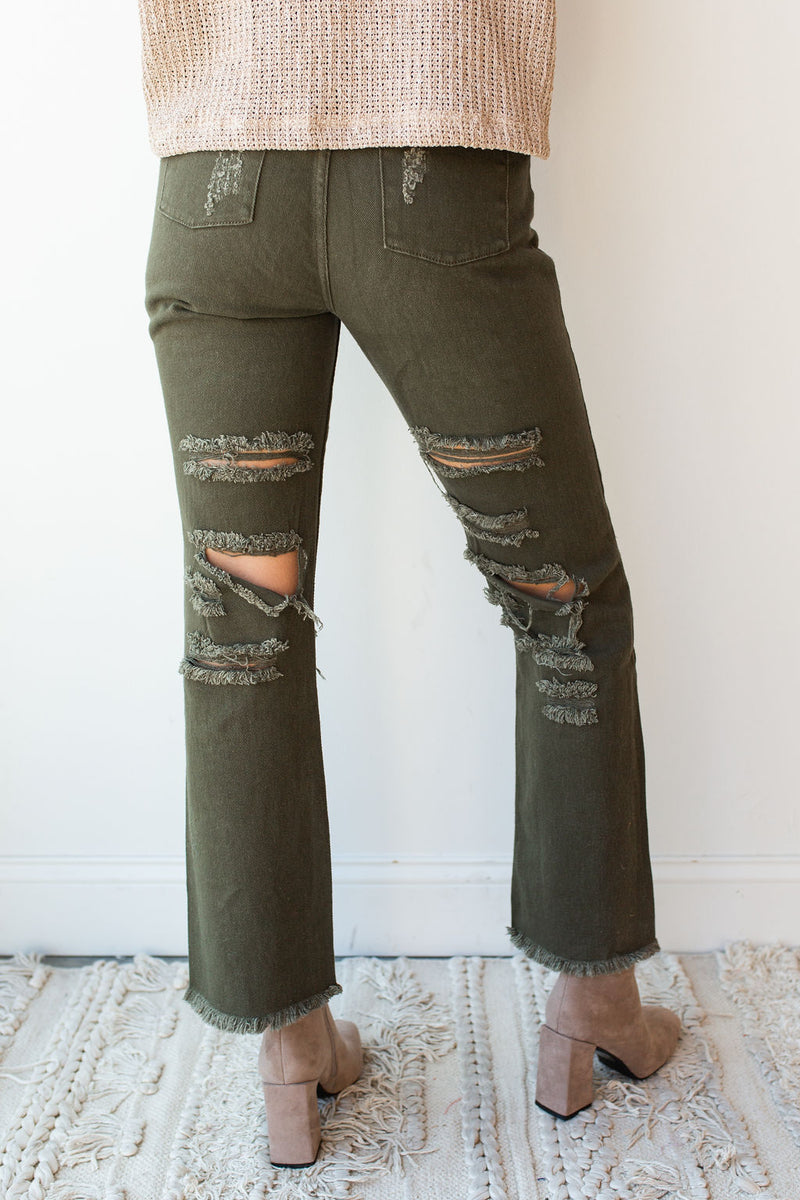 mode, distress woven jeans
