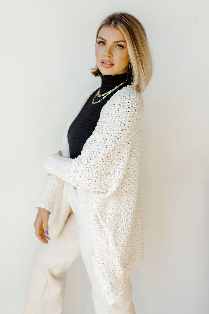 mode, vanilla latte long cardi