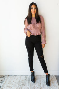 mode, smocking detailed blouse
