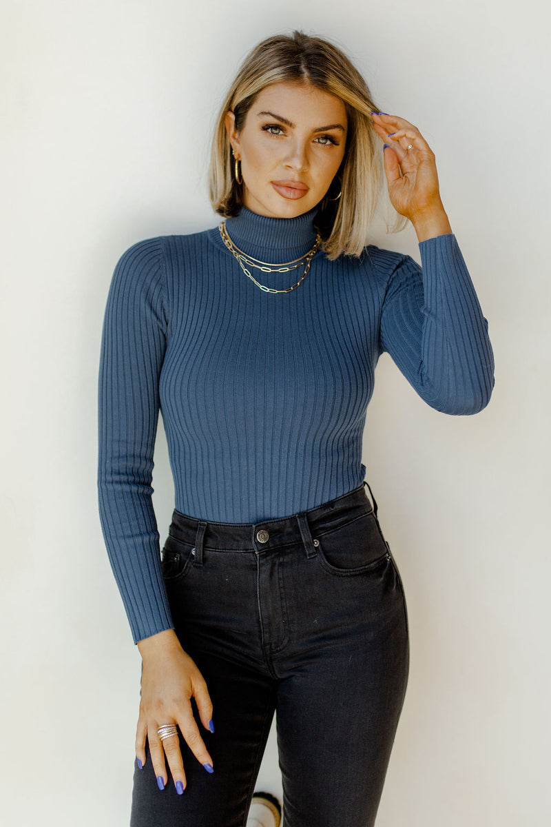 mode, rib knit turtle neck bodysuit