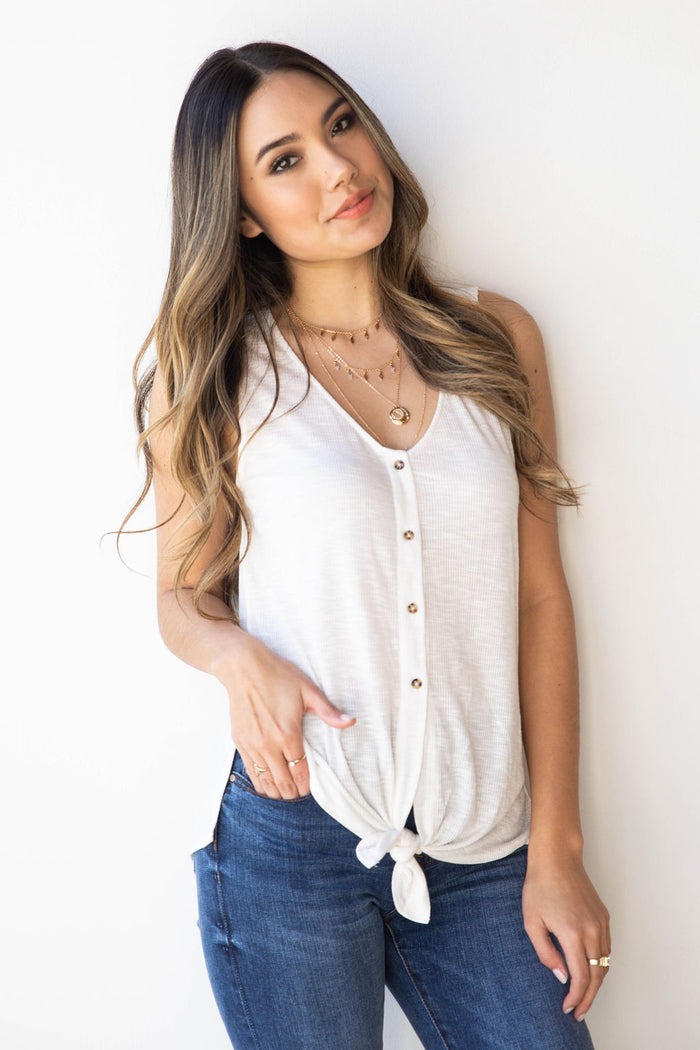 mode, ribbed tank with tie