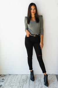mode, elegance + grace square neck top