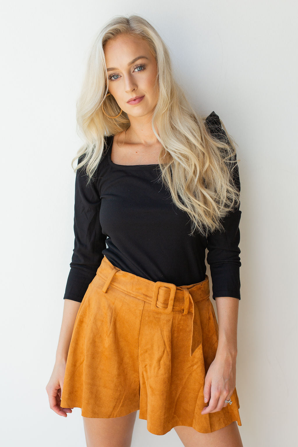 mode, elegance + grace square neck top