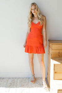 mode, ruffle back eyelet dress
