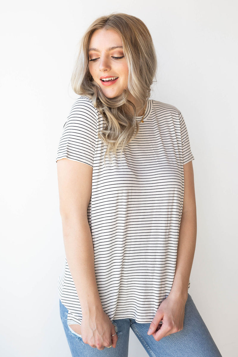 mode, getting along nicely stripe tee