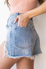 mode, one heart distressed denim shorts