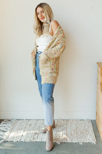 mode, fuzzy confetti cake cardi