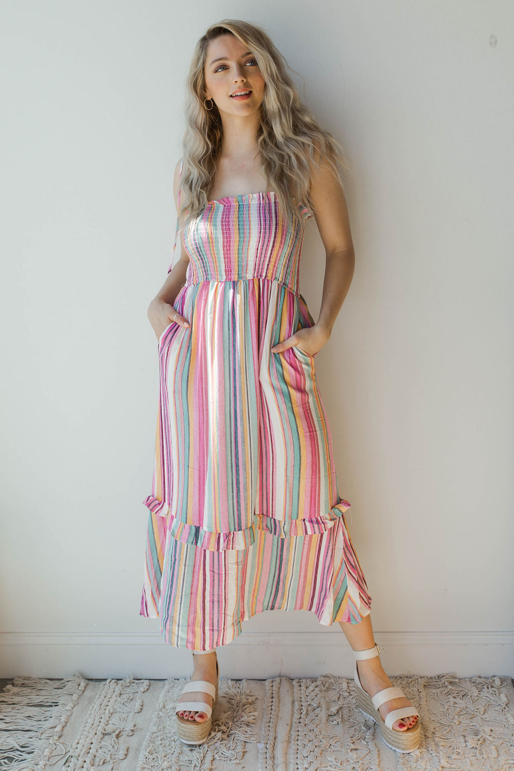 mode, summer frills maxi dress