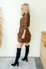 mode, hey ruffle leopard dress