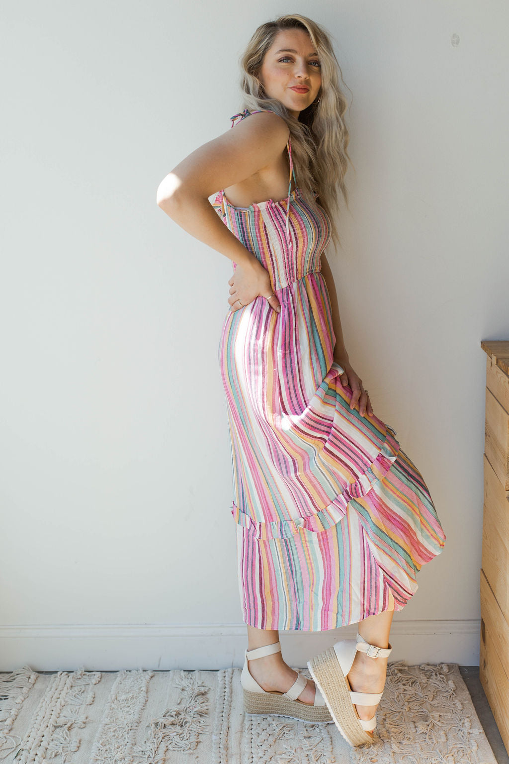 mode, summer frills maxi dress