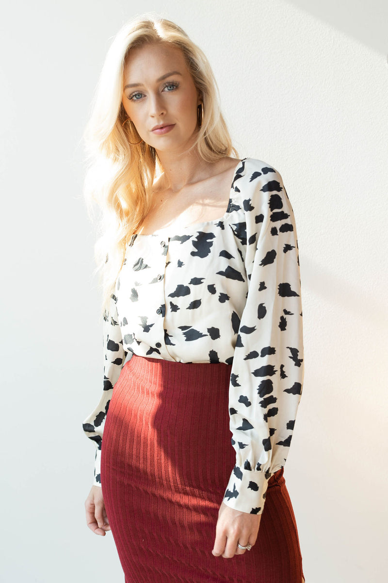 mode, square neck pattern blouse