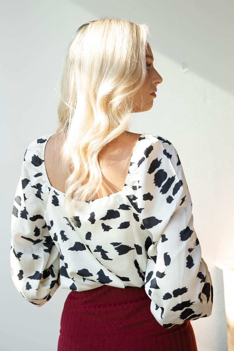 mode, square neck pattern blouse