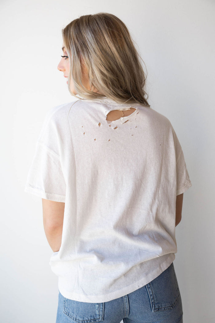 mode, distressed lucky tee