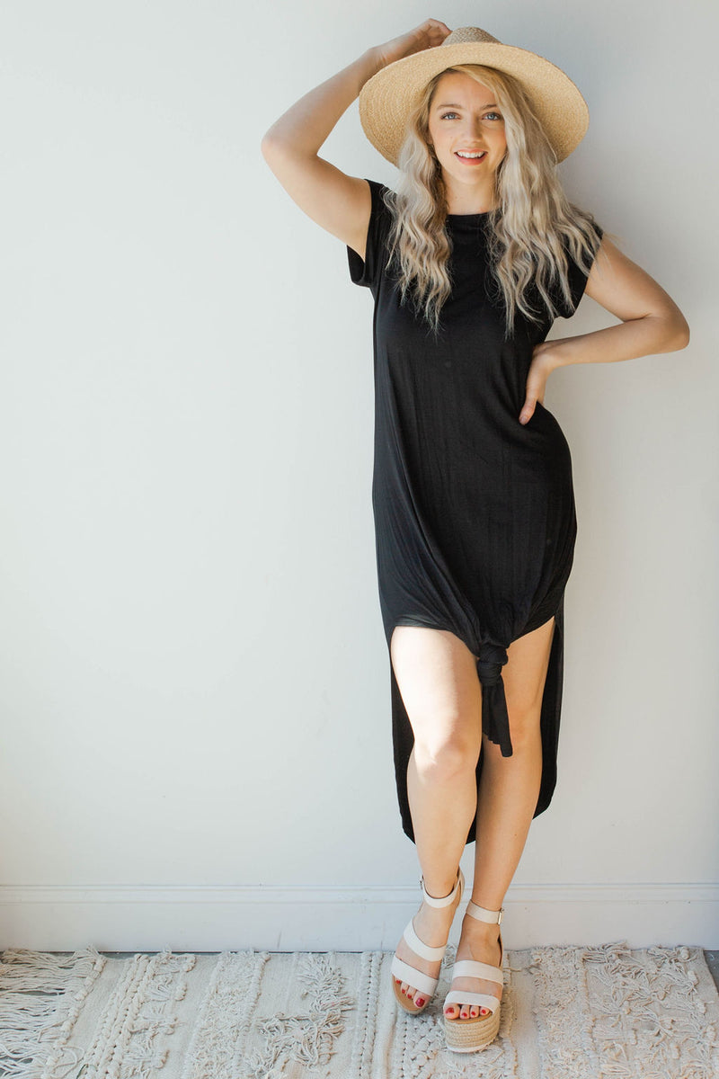 mode, crewneck midi t-shirt dress
