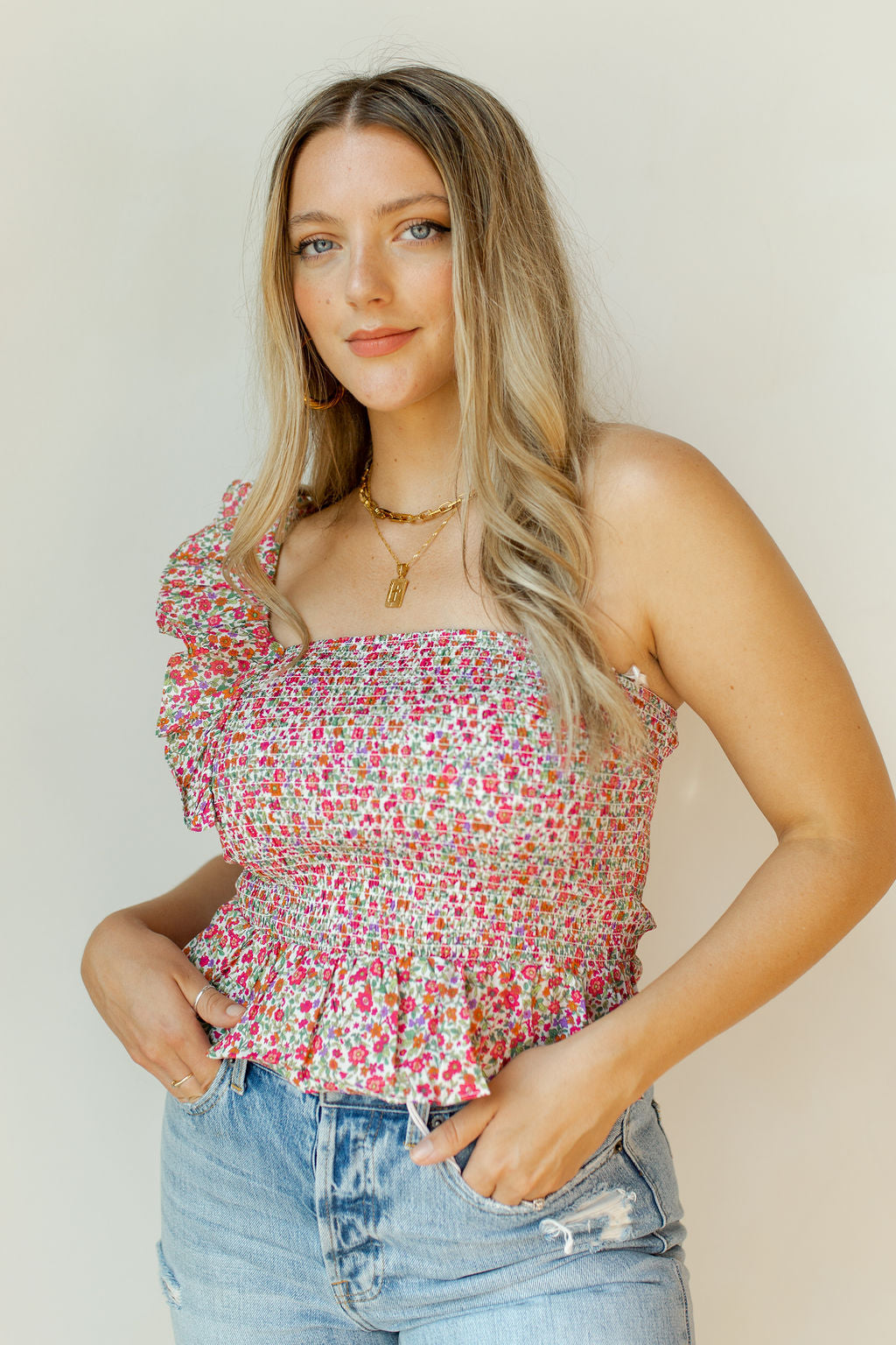 mode, forever yours one shoulder top