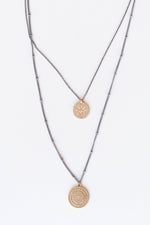 mode, sun rays coin necklace