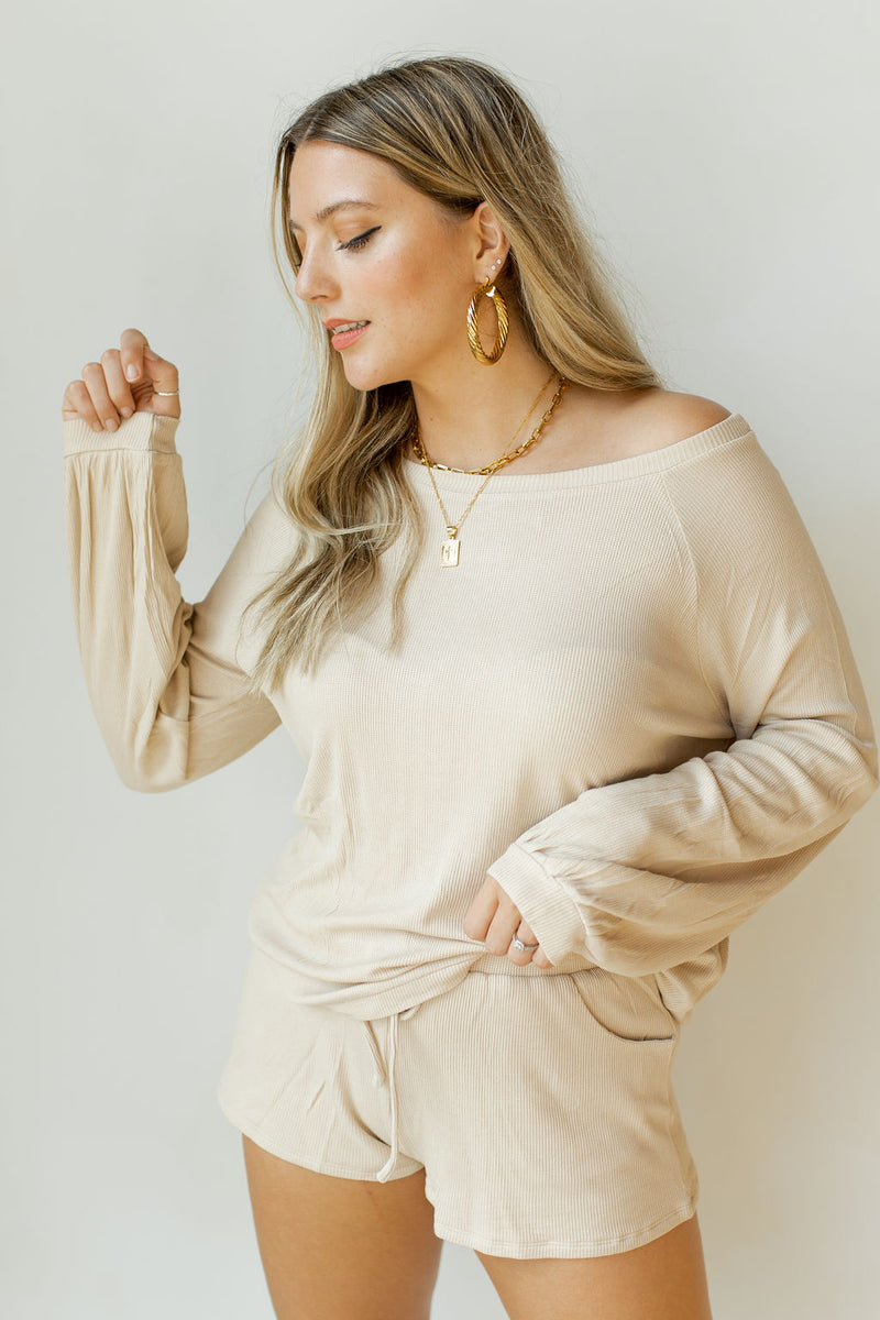 mode, hang out waffle knit set (top)