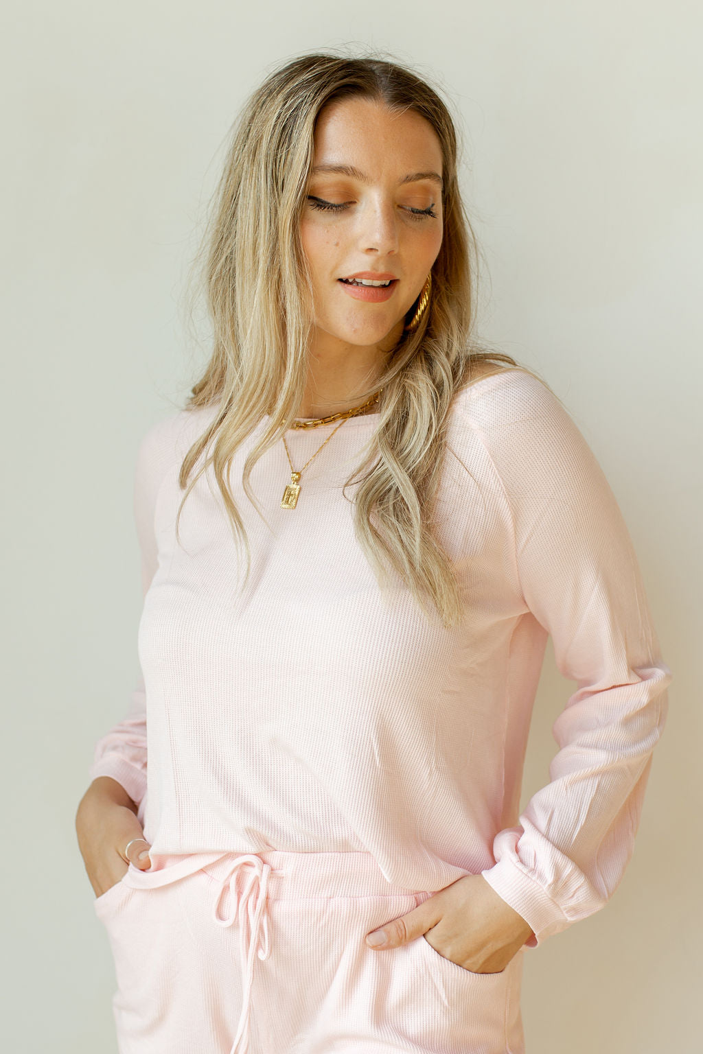 mode, hang out waffle knit set (top)