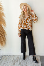 mode, puff sleeve floral blouse