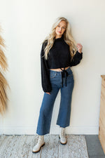 mode, cropped tie front sweater