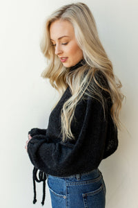 mode, cropped tie front sweater
