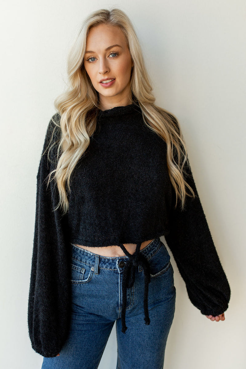 mode, cropped tie front sweater