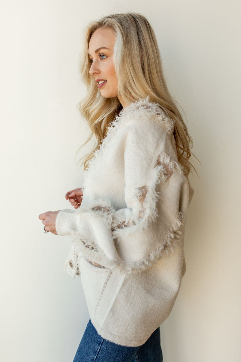 mode, distressed fuzzy cardigan