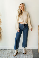 mode, cropped tie front sweater