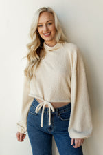 mode, cropped tie front sweater