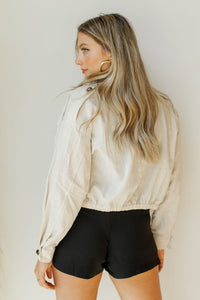 mode, drop shoulder big pocket linen jacket