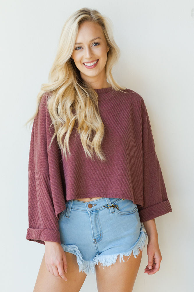 mode, ribbed dolman bell sleeve top