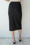 mode, ribbed fitted midi skirt