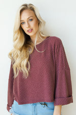 mode, ribbed dolman bell sleeve top