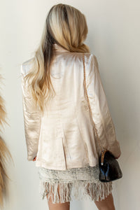 mode, top of the day satin blazer