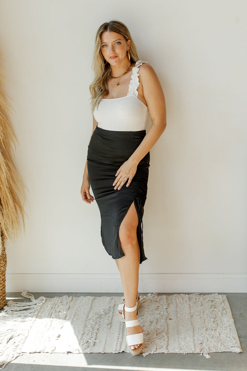 mode, Savannah rouched midi skirt