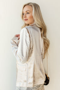 mode, top of the day satin blazer