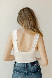 mode, ruffled straps bodysuit