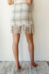 mode, mixed tweed fringe skirt