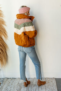 mode, puffer sherpa jacket