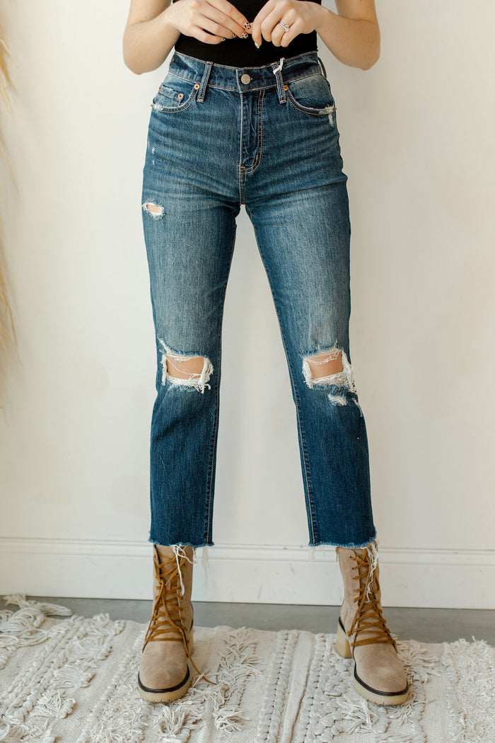 mode, straight up high rise denim