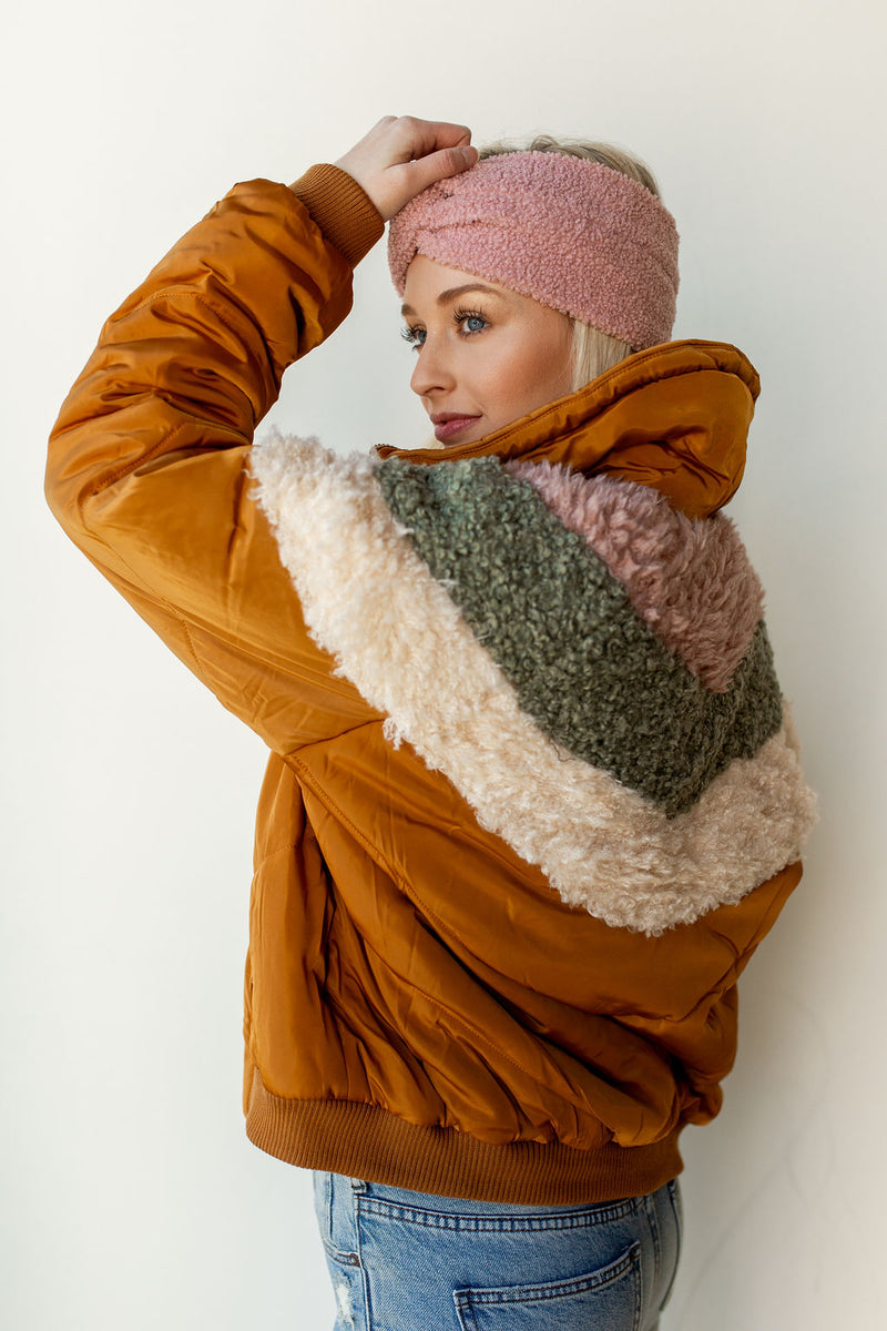 mode, puffer sherpa jacket