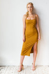 mode, square neck bodycon dress