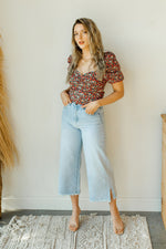 mode, poppy flower puff sleeve top