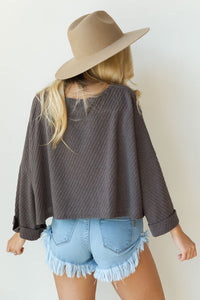 mode, ribbed dolman bell sleeve top