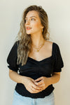 mode, power sleeve blouse