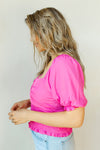mode, power sleeve blouse